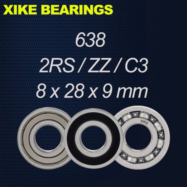 XIKE 638-2RS/ZZ/Open/C3 - Size 8x28x9mm High Quality Deep Groove Ball Bearings 638-2RS/638ZZ/638/638-2RSC3/638ZZC3/638C3