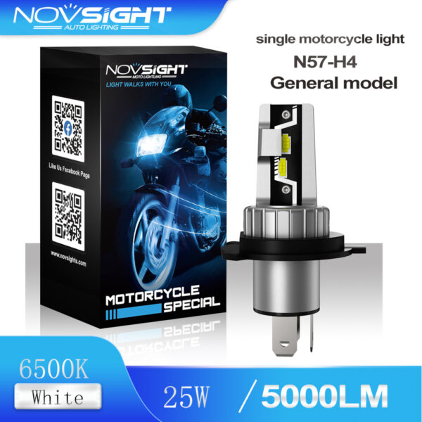 Novsight N57 H4 หลอดไฟหน้ารถจักรยานยนต์ LED 25W 5000LM 6000K