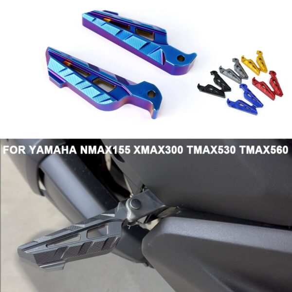 ที่เหยียบเท้า อลูมิเนียมอัลลอยด์ CNC กันลื่น สําหรับ Yamaha NMAX155 XMAX300 TMAX530 560