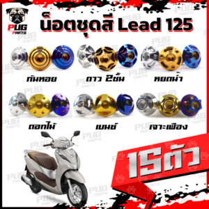 น็อตชุดสีLead125 (1ชุด=15 ตัว) น็อตชุดสีลีด125 น็อตLead 125 น็อตลีด น็อตเฟรมHonda LEAD125 น็อสแตนเลส