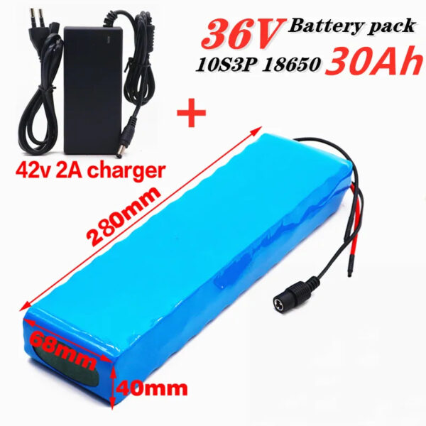 10S3P 36V 30ah แบตเตอรี่ e-bike แบตเตอรี่ 18650 Li-Ion แบตเตอรี่ 500W พลังงานสูงและความจุ 42V พร้อมเครื่องชาร์จ