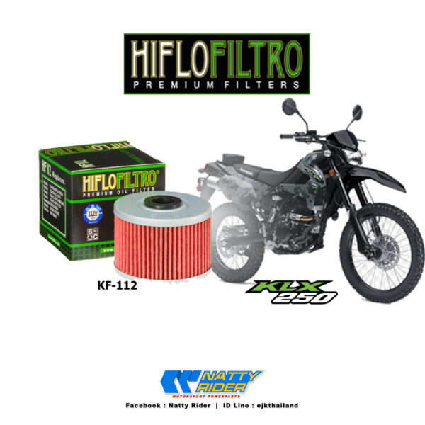 กรองน้ำมันเครื่องรถบิ๊กไบค์ Kawasaki KLX 110/125/140/230/250/300 KRS110 Z125 ยี่ห้อ HIFLO Oil Filters​  (HF-112)