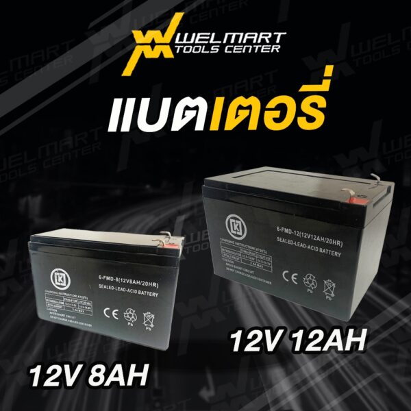 แบตเตอรี่แห้ง เครื่องพ่นยาแบต ได้ทุกขนาด 12V 8AH / 12V 12AH