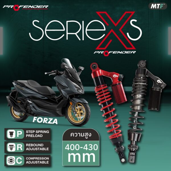 โช้คหลัง Profender รุ่น X-Series สำหรับ Honda Forza300(ปี18>)/Forza350(ปี20>) สำหรับ Adv 350 Load 20mm. By Motofiix