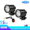 Chattels ไฟแรง 60W LED สปอตไลท์ขับรถไฟตัดหมอกหัวโคมรถจักรยานยนต์ไฟ （ไฟแรง / ไฟอ่อน / ไฟแฟลช）ไฟตัดหมอก 12V 24V เเสงขาว